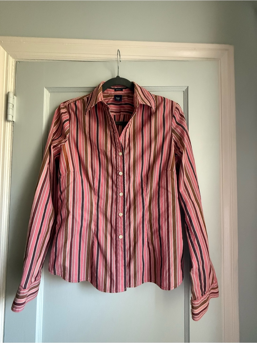 GAP Pink Striped Button-Down Shirt
